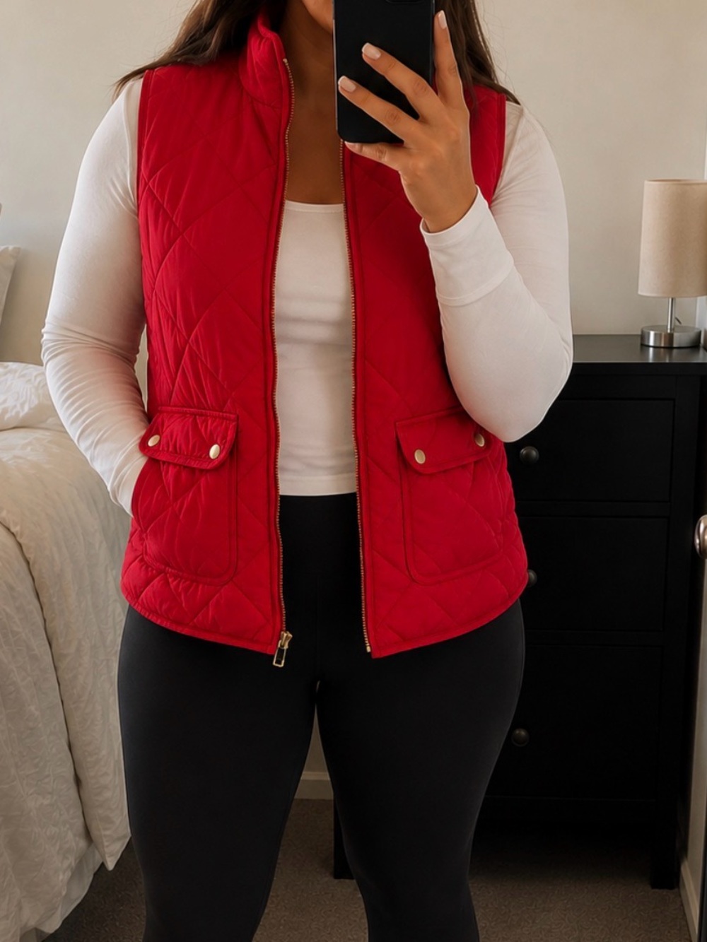 Workshop Republic Clothing Red Quilted Puffer Vest